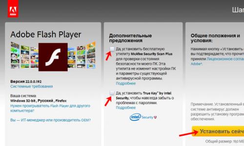 Flash Player for Mozilla Firefox: installation and activation instructions